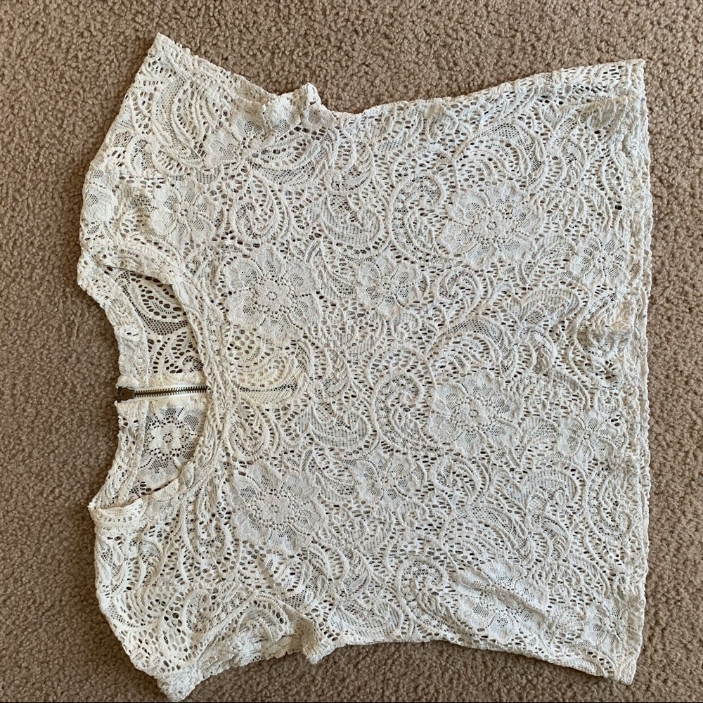 Ivory lace crop top